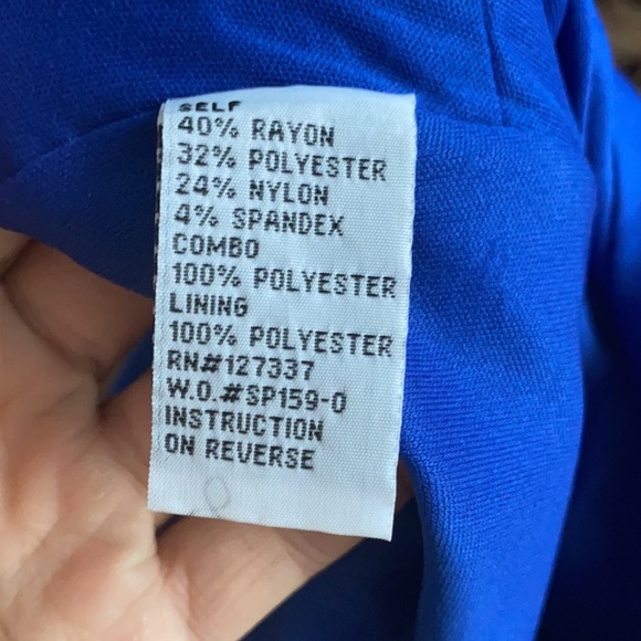 EMMA FASHIONS Royal Blue Shirred Cocktail Dress w/design sz 12 - Picture 8 of 9